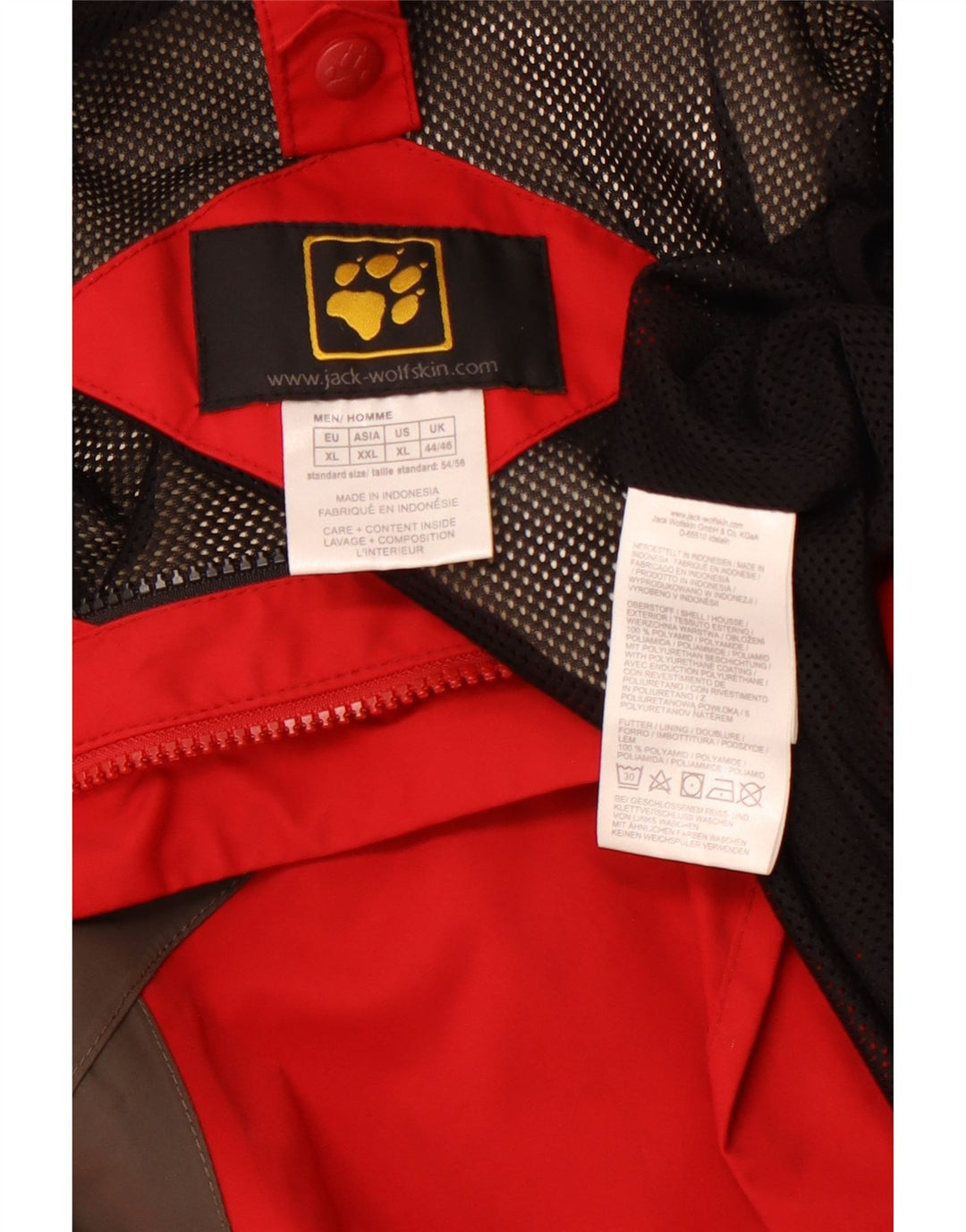 JACK WOLFSKIN Giacca antipioggia da uomo UK 44/46 XL Poliammide color block rosso