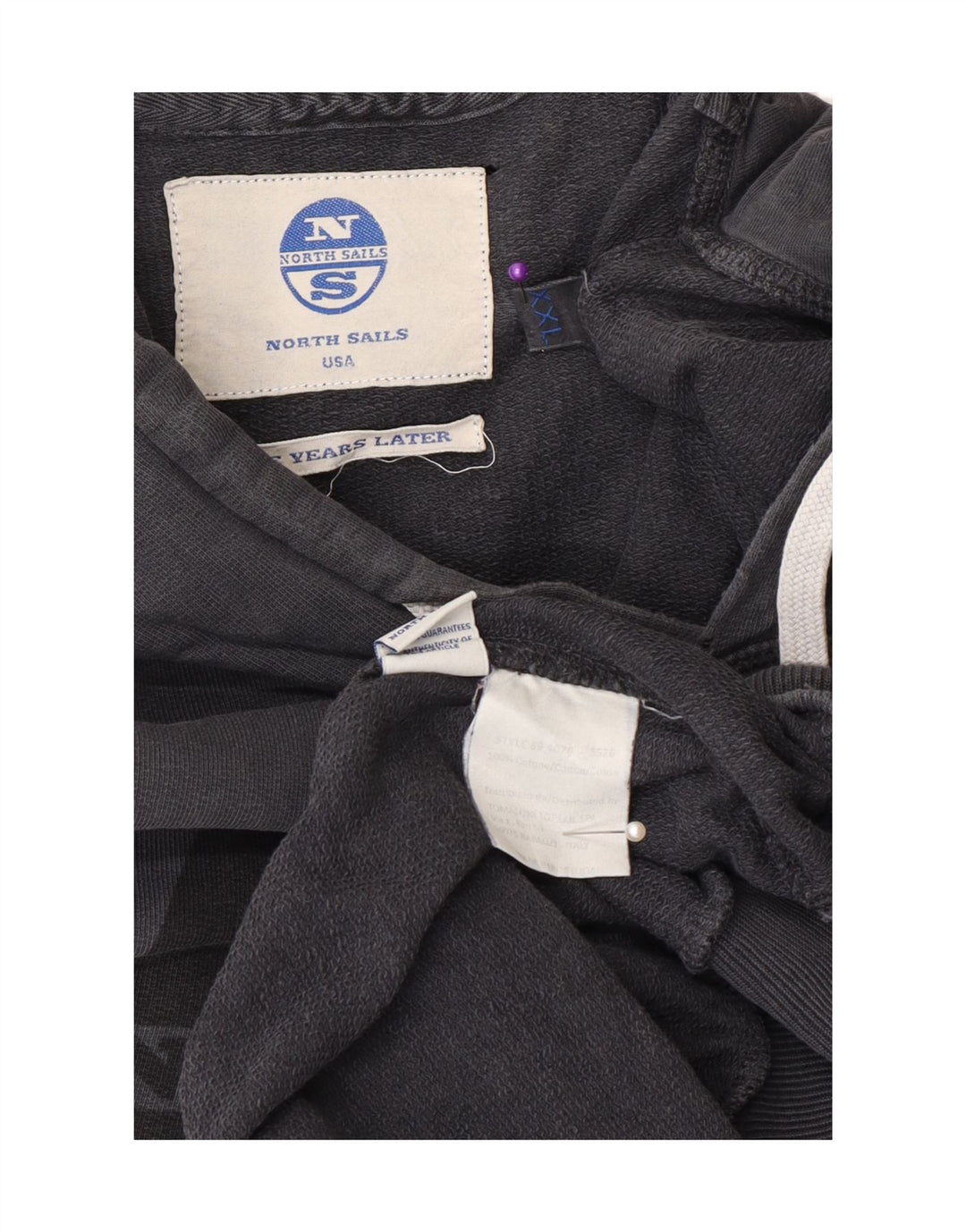 Felpa con cappuccio grafica da uomo North Sails 2XL in cotone grigio