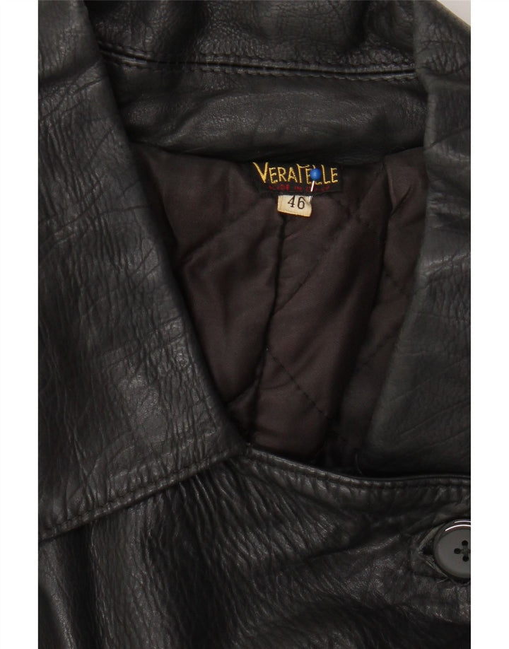 VINTAGE Womens Leather Coat IT 46 Large Black Leather Vintage Vintage and Second-Hand Vintage from Messina Hembry 