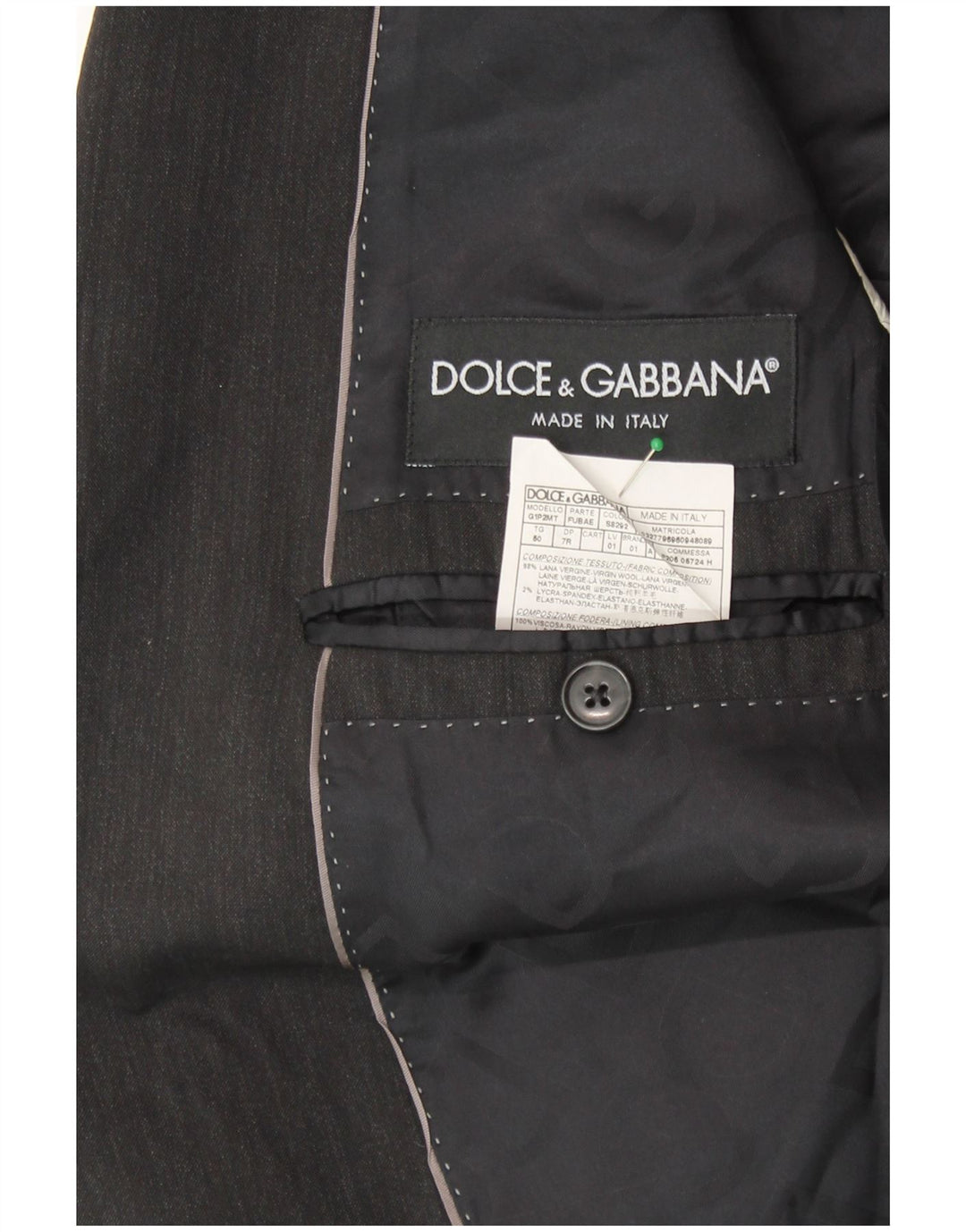 DOLCE & GABBANA Giacca Blazer da Uomo a 2 Bottoni IT 50 Gessato Grande Grigio