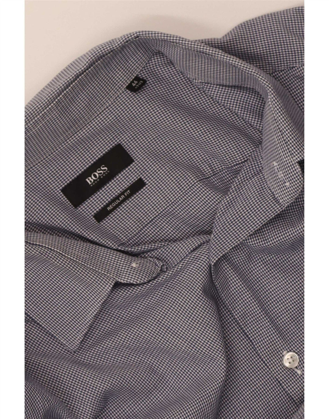 Camicia da uomo vestibilità regolare Hugo Boss taglia 44 17 1/2 XL pied de poule blu