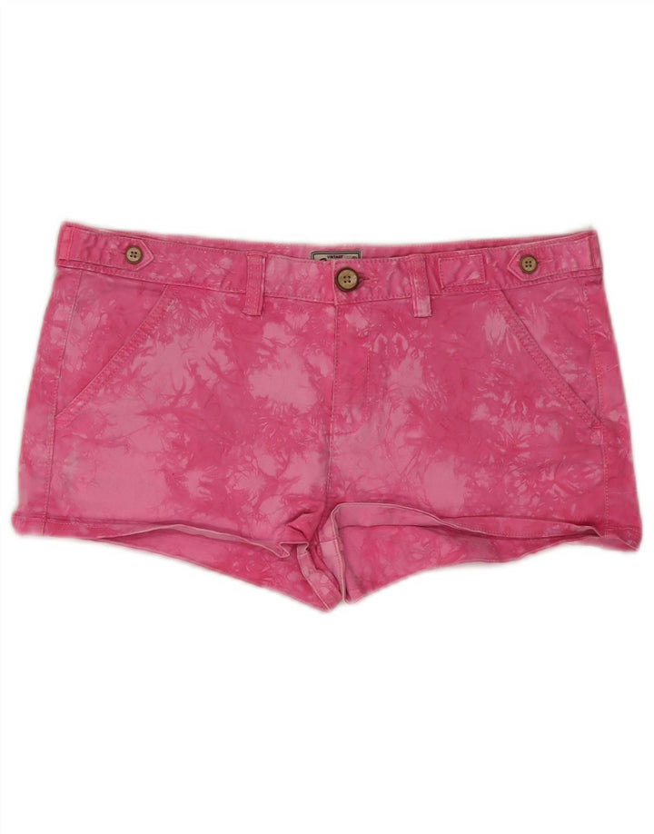 Pantaloni caldi da donna Superdry medi W34 rosa in cotone tie dye