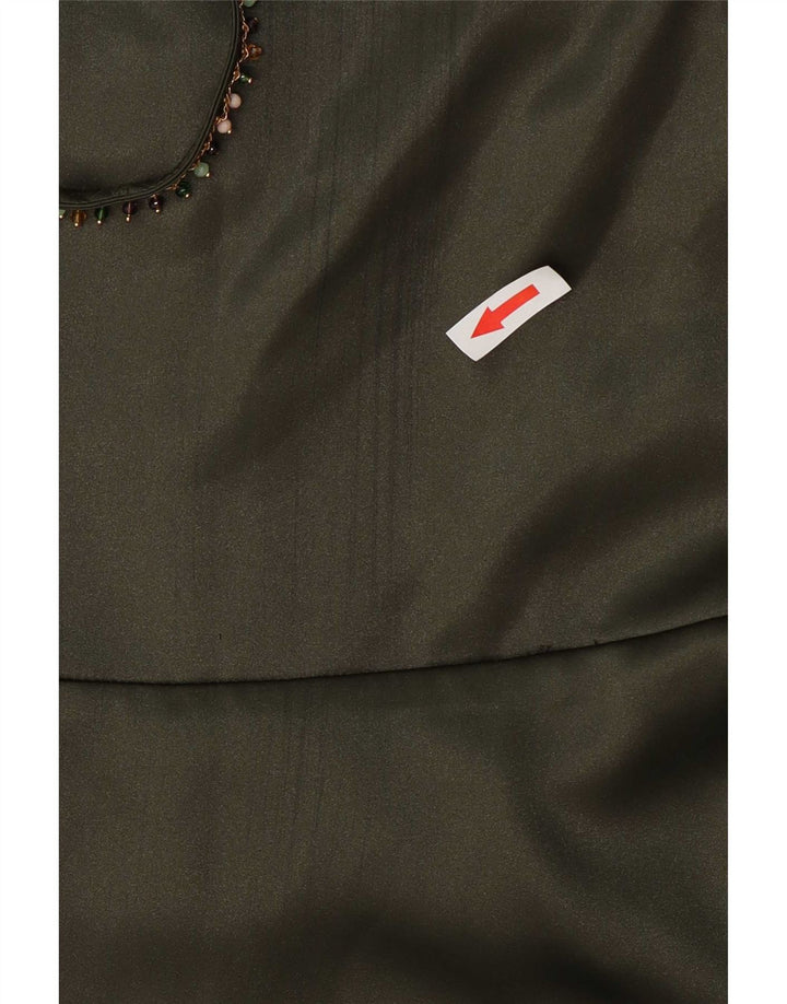 Vestito lungo senza maniche da donna Zara UK 10 piccolo poliestere verde