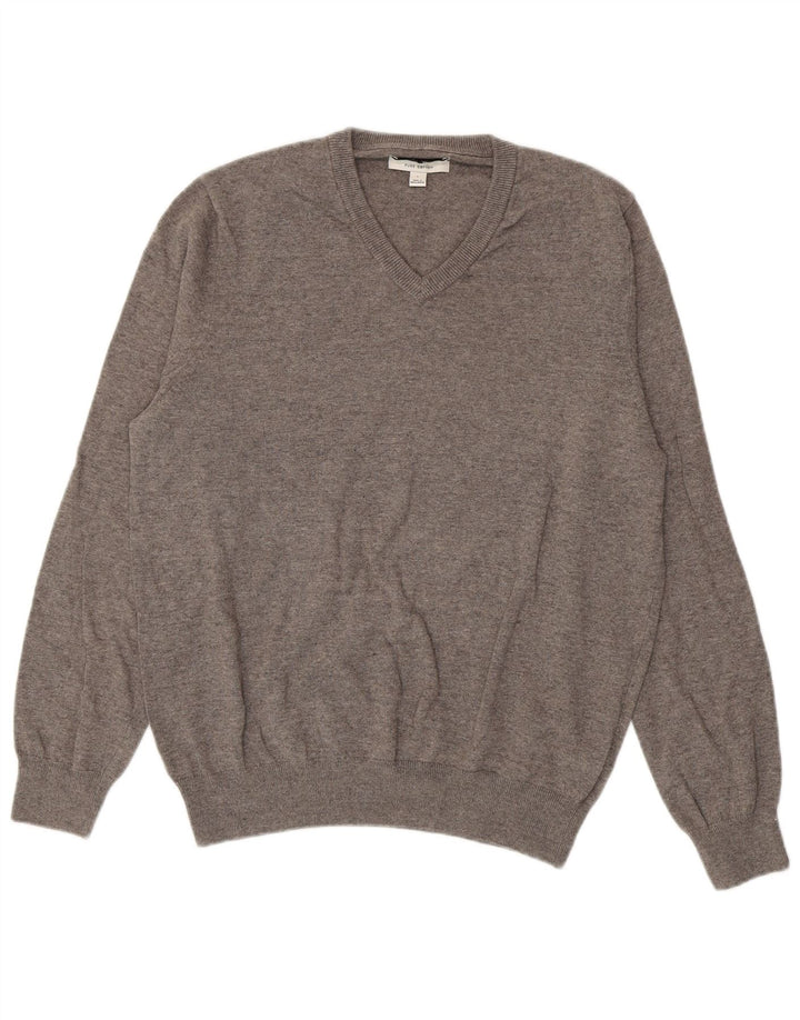 Maglione da uomo Marks & Spencer con scollo a V, grande cotone grigio