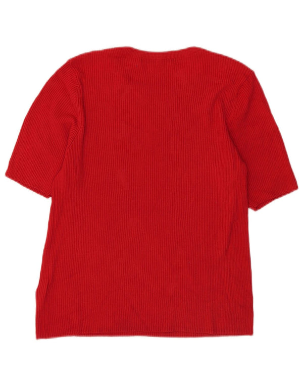 T-shirt corta da donna Marks & Spencer UK 16 grande rossa in viscosa