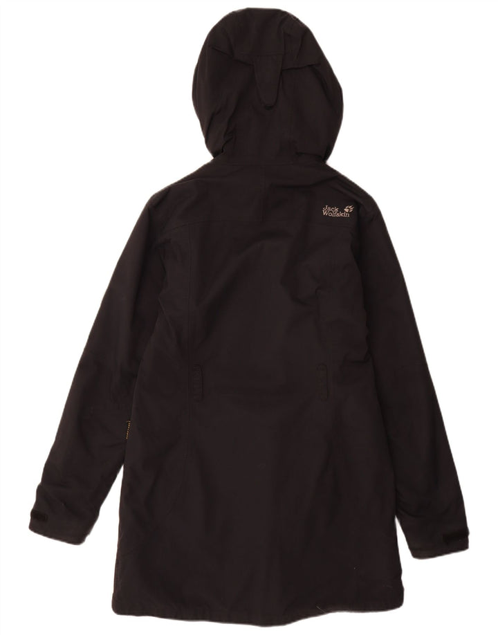 JACK WOLFSKIN Giacca a vento con cappuccio da donna UK 10 Small Nero Poliammide