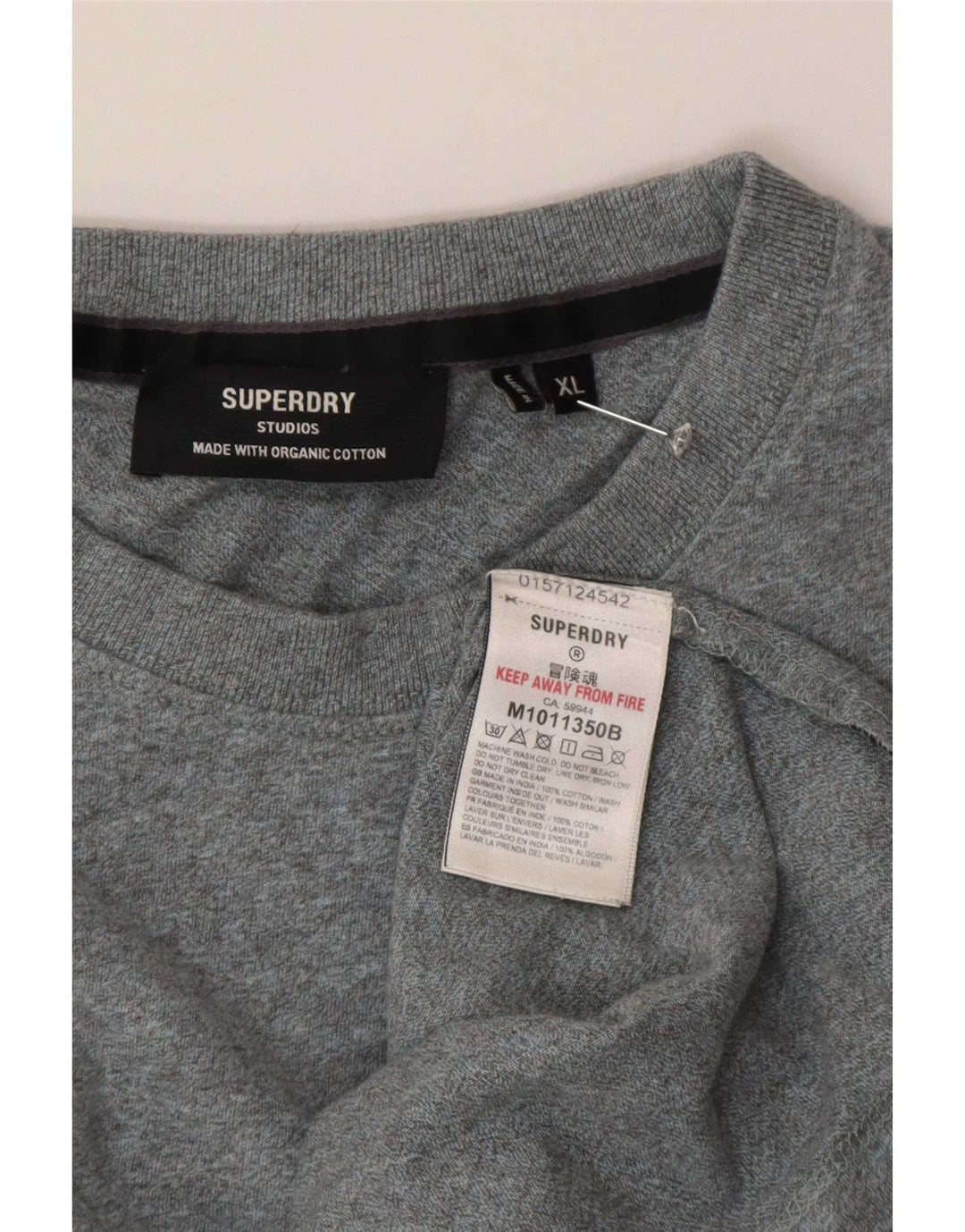 T-shirt da uomo Superdry Top XL in cotone chiazzato grigio
