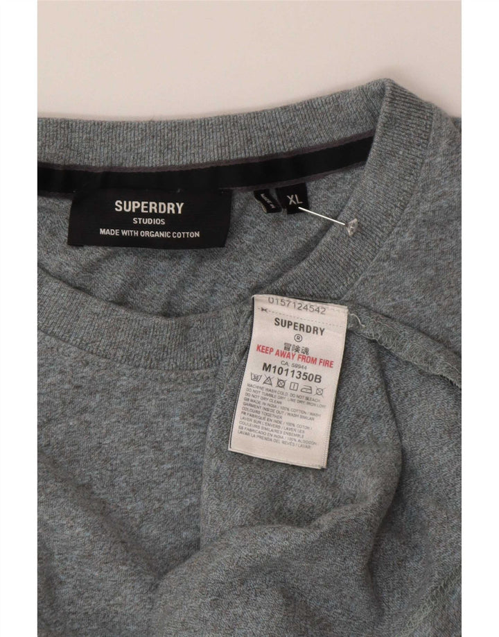 T-shirt da uomo Superdry Top XL in cotone chiazzato grigio