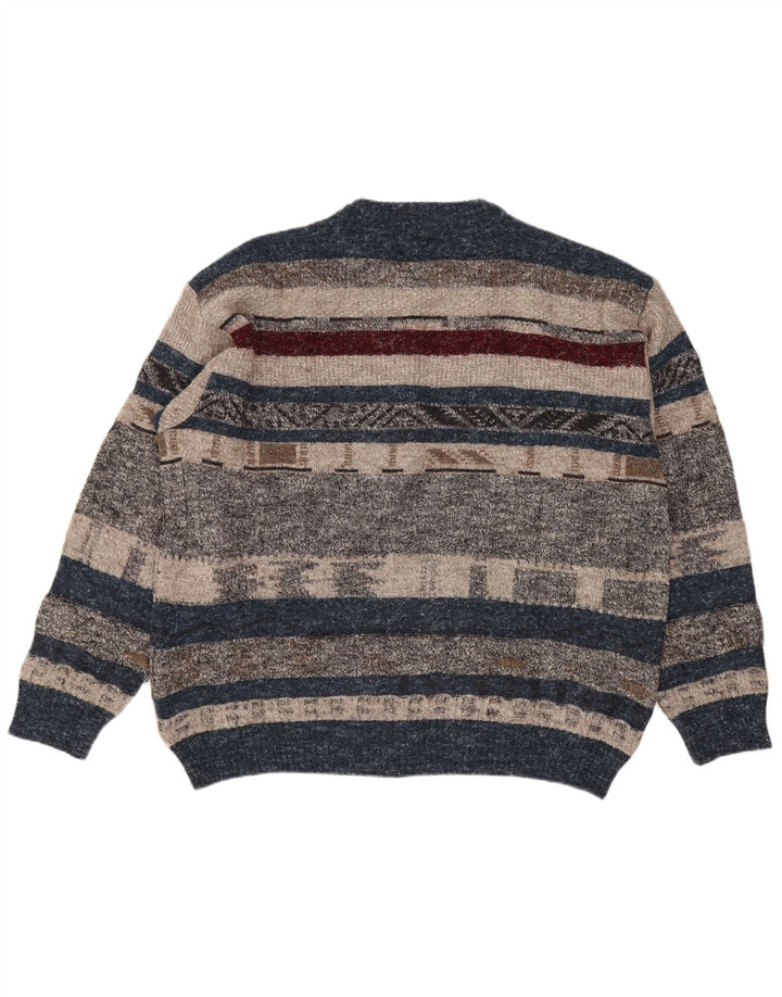 Maglione girocollo da uomo vintage a righe grandi multicolori