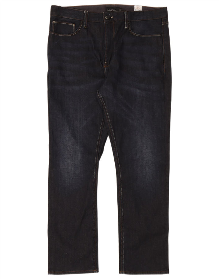 Jeans slim da uomo Marks & Spencer Autograph W36 L29 cotone blu navy
