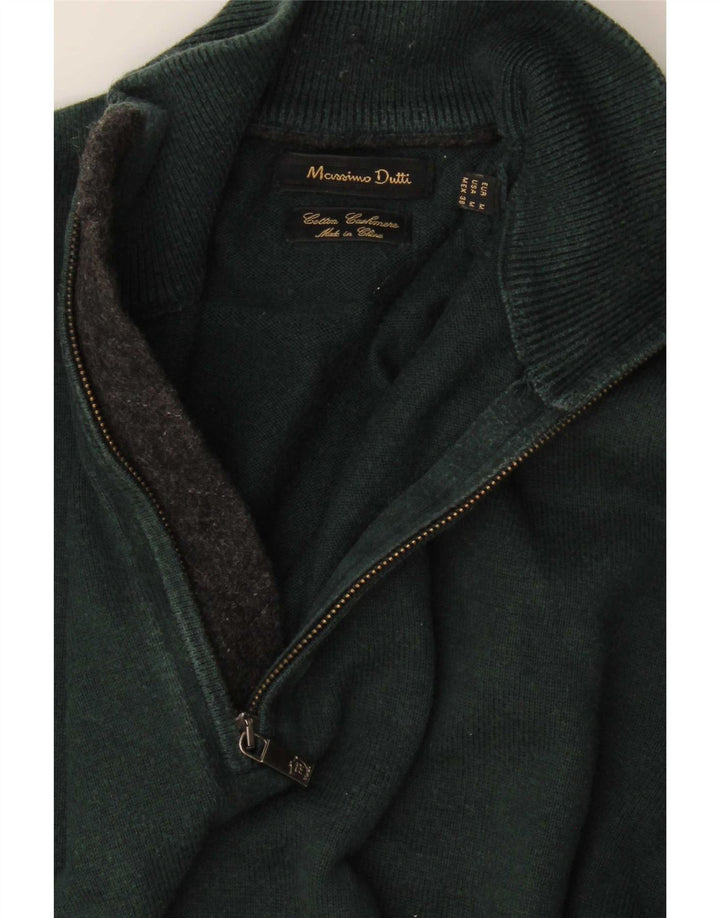 Massimo Dutti Maglione da uomo con zip e collo in cotone verde medio