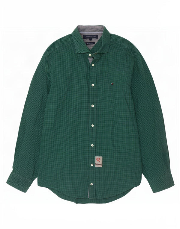 Tommy Hilfiger Camicia da uomo New York Fit piccola in cotone a quadretti verde