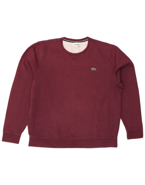 Felpa da uomo Lacoste maglione taglia 6 XL in cotone bordeaux