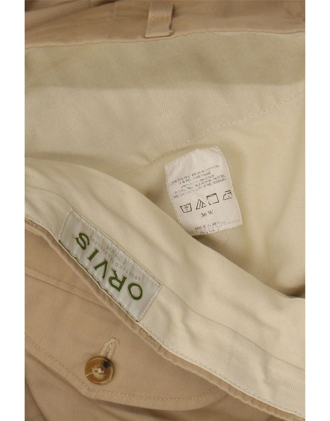 Pantaloni chino dritti da uomo Orvis W36 L30 poliestere beige