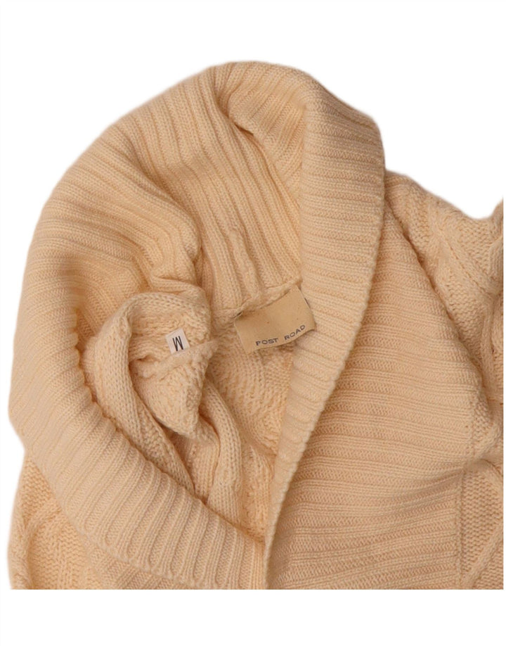 VINTAGE Womens Cardigan Sweater UK 14 Medium Beige Wool
