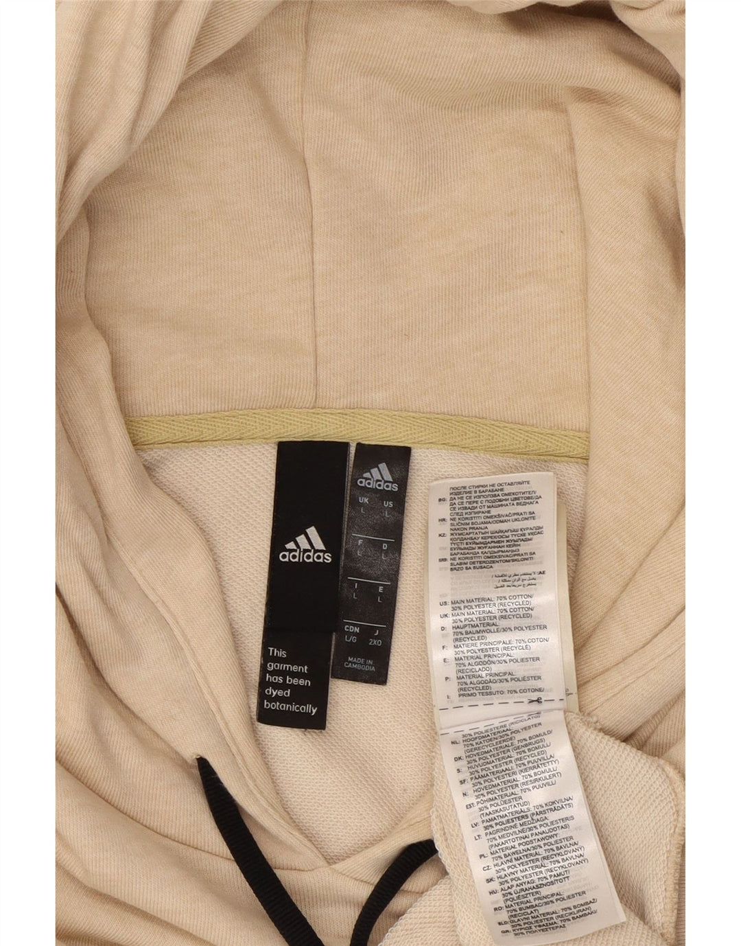 Maglione con cappuccio da uomo ADIDAS grande in cotone beige