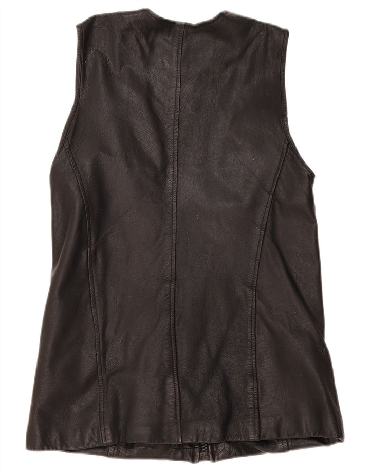 Gilet in pelle da donna vintage UK 12 medio in pelle nera