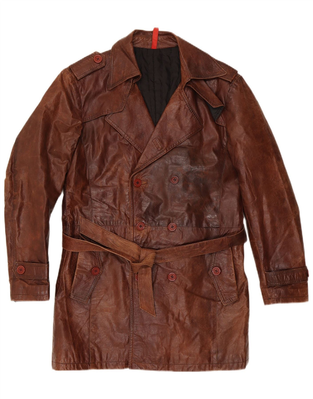 Cappotto in pelle militare doppiopetto da uomo VINTAGE IT 50 Large Marrone