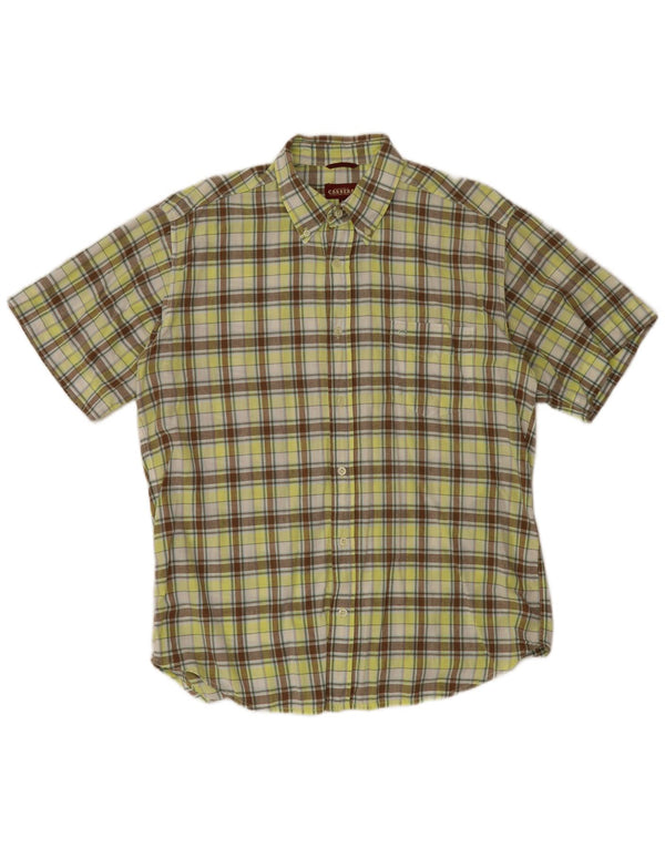 Carrera Camicia a maniche corte da uomo in cotone a quadri verdi grandi