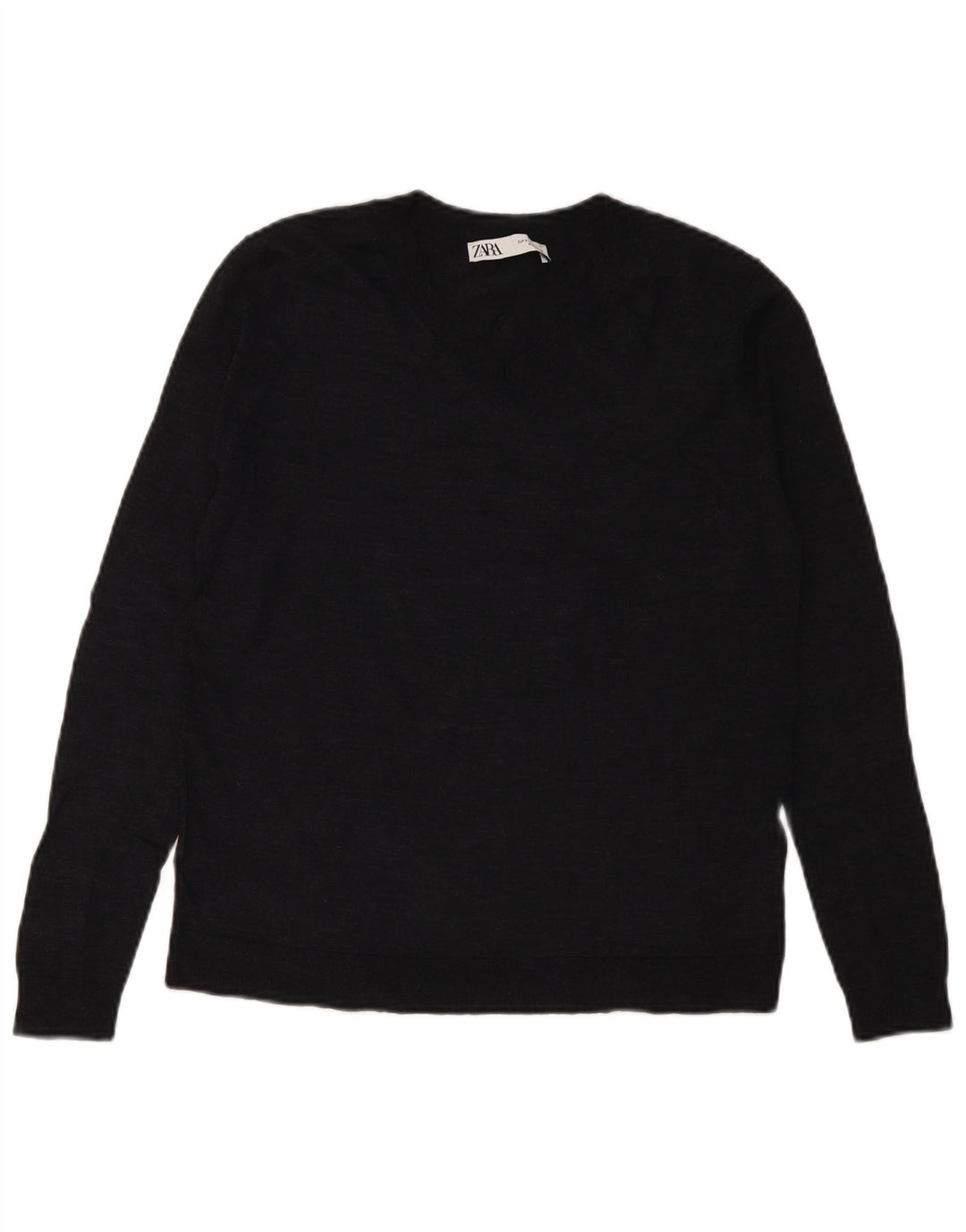 Maglione Zara da donna con scollo a V UK 10 piccolo in lana blu navy