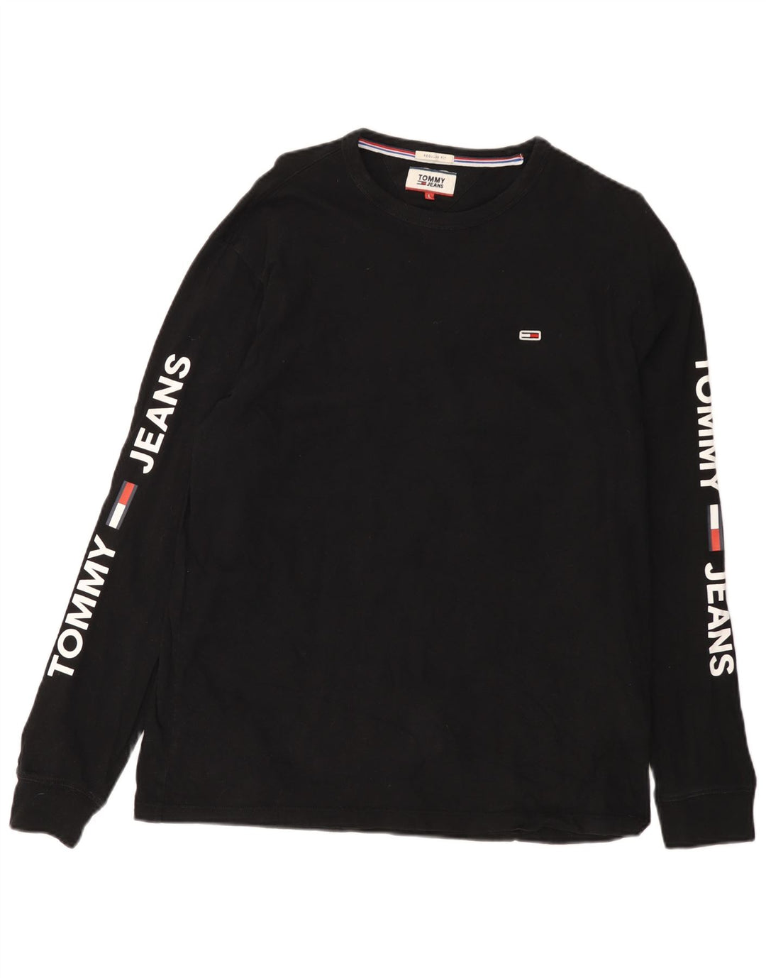 Tommy Hilfiger Uomo Graphic Top Manica Lunga Grande Cotone Nero