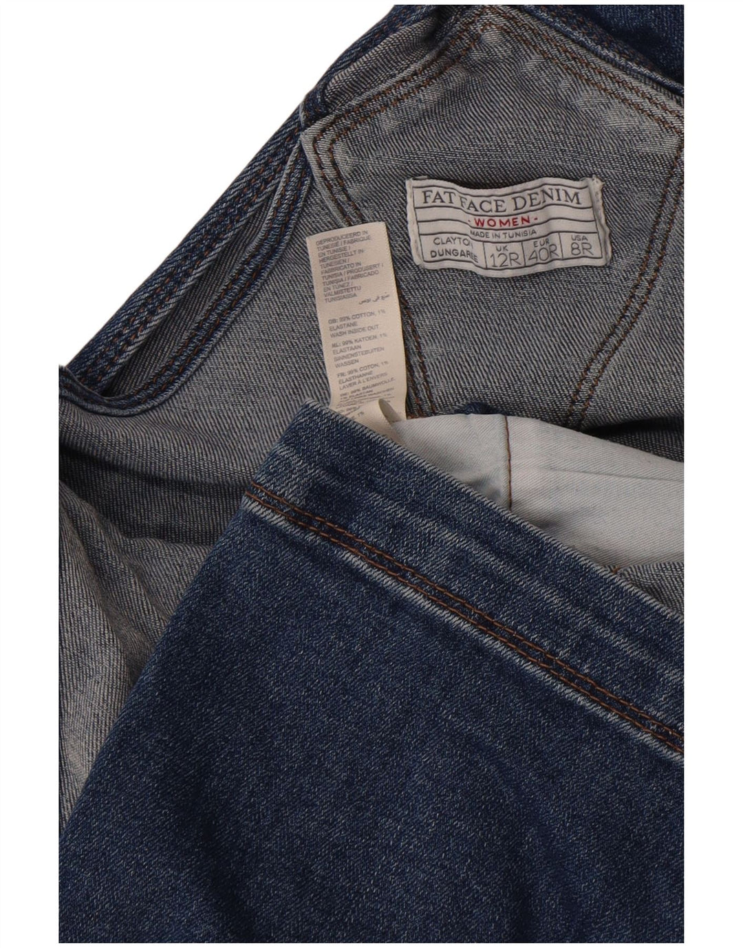 Fat Face Salopette da donna Capri Jeans UK 12 Medium W32 L21 Cotone blu