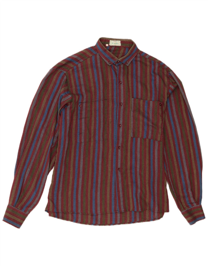 Camicia Benetton Uomo in Flanella di Cotone Rigata Piccola Multicolor