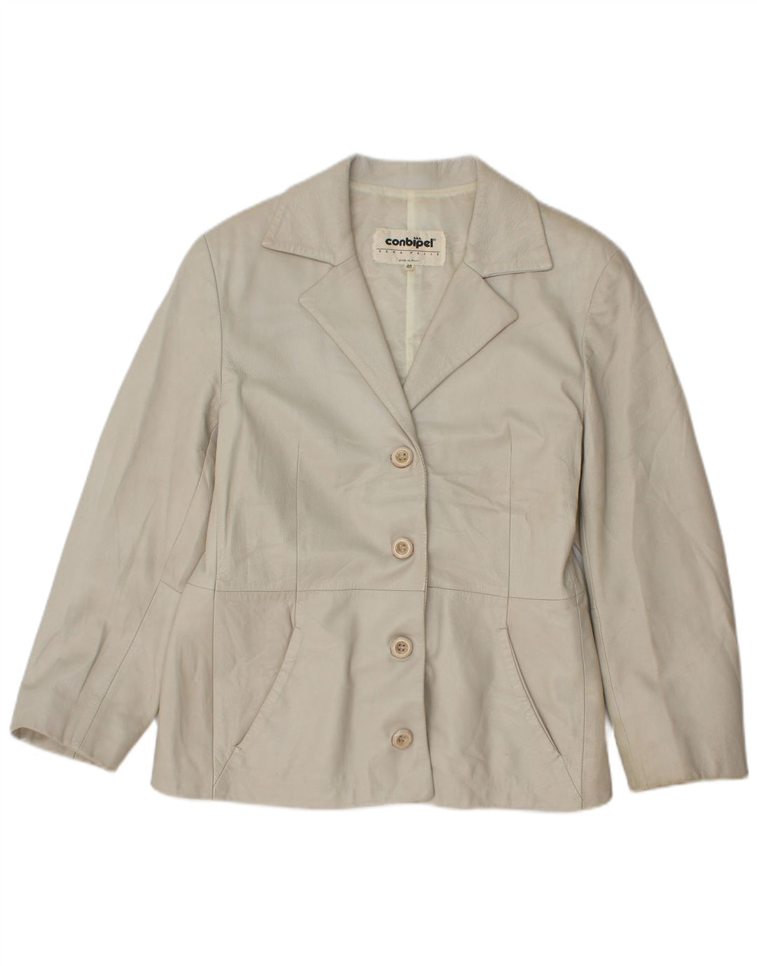Giacca Blazer in Pelle Donna 4 Bottoni Conbipel IT 48 XL Pelle Grigia