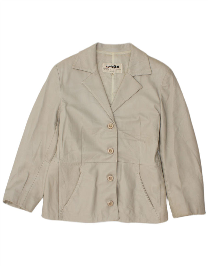 Giacca Blazer in Pelle Donna 4 Bottoni Conbipel IT 48 XL Pelle Grigia