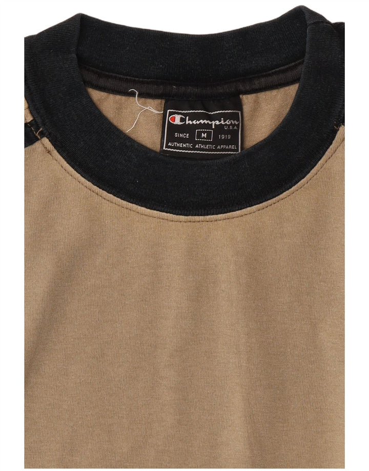 T-shirt da uomo CHAMPION Top in cotone color block marrone medio