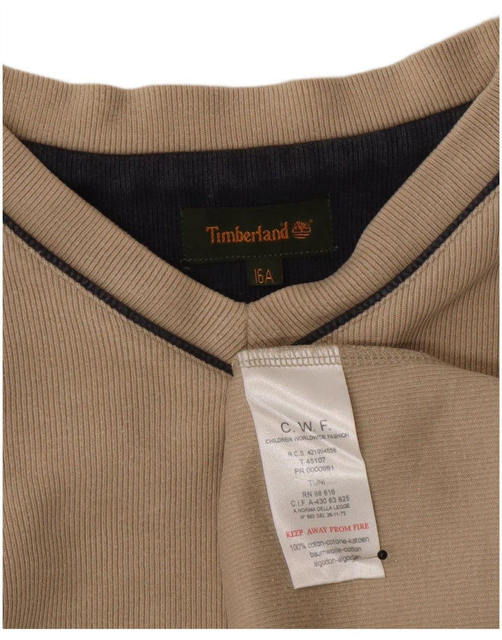 Top Manica Lunga Timberland Bambino 15-16 Anni in Cotone Beige