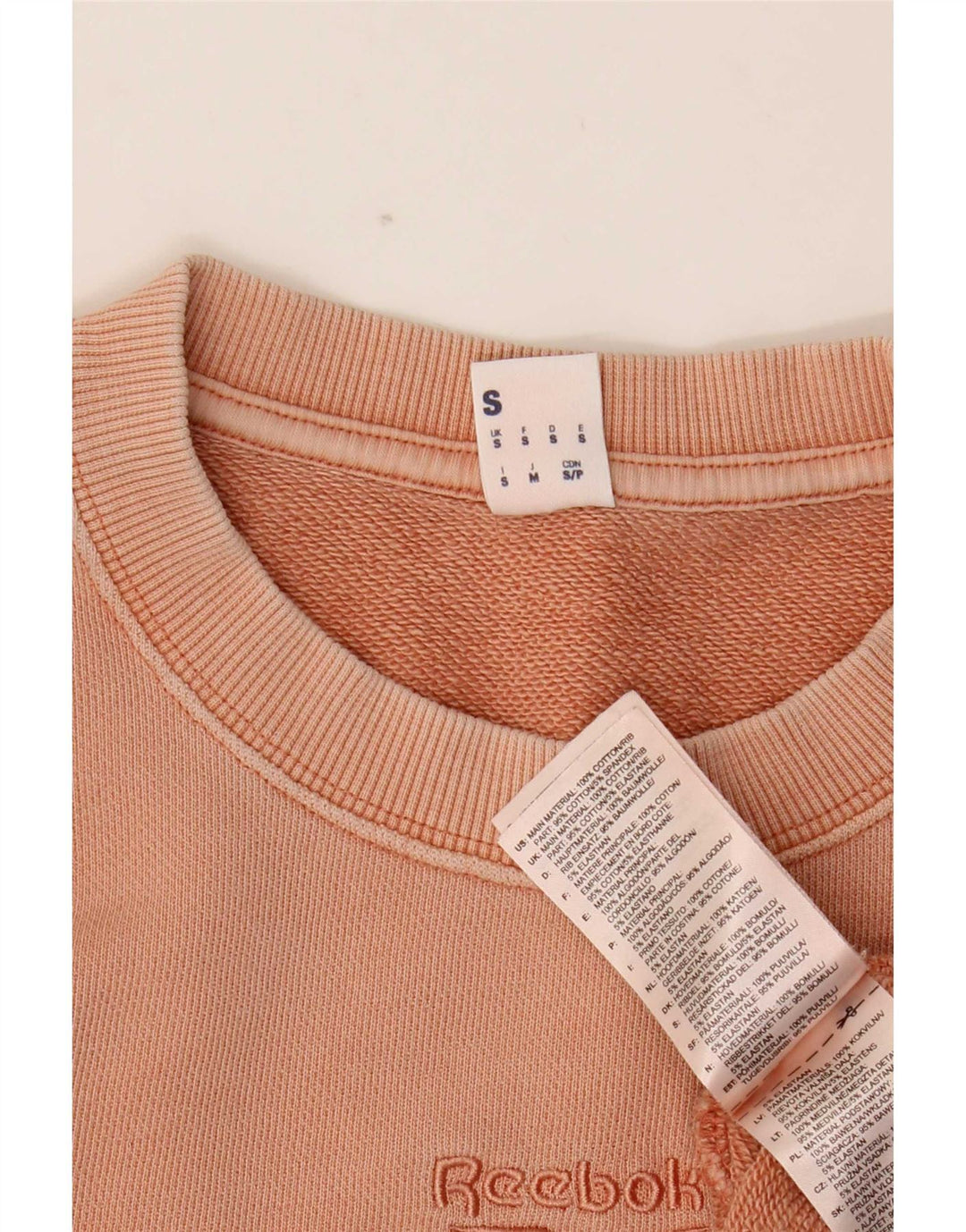 Felpa Reebok da uomo, maglione piccolo, cotone rosa