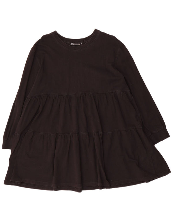 Abito a strati a maniche lunghe da donna Zara UK 14 medio nero