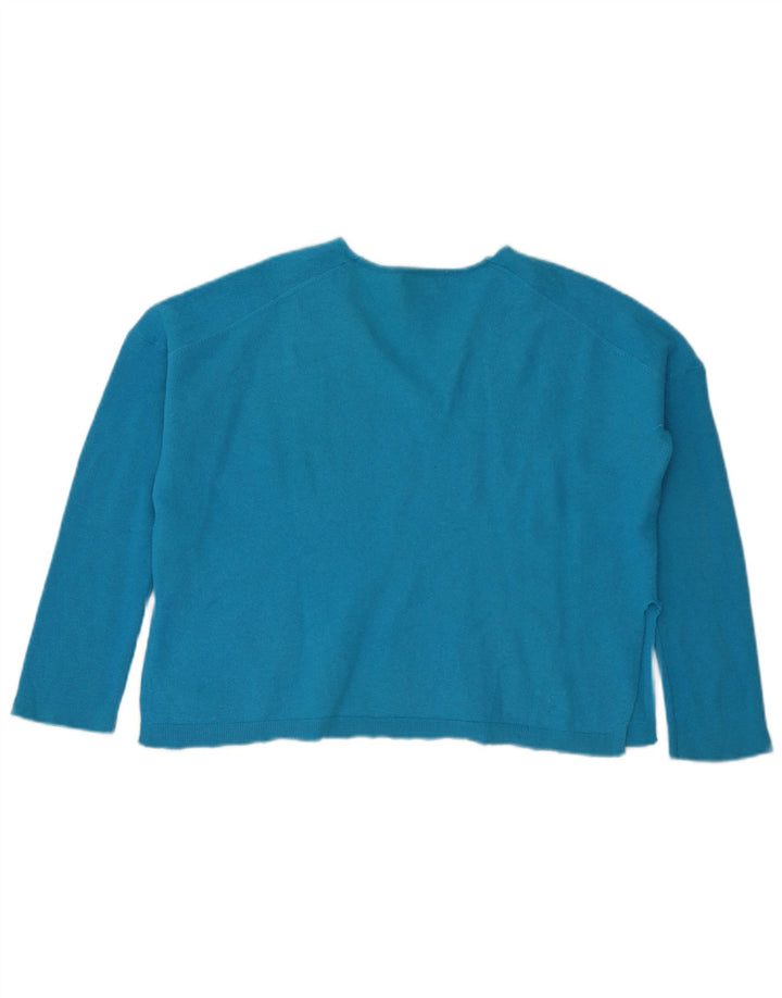 Massimo Dutti Maglione corto da donna oversize con scollo a V UK 10 piccolo blu