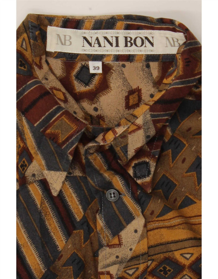NANI BON Camicia a maniche corte da uomo taglia 39 media multicolore geometrica