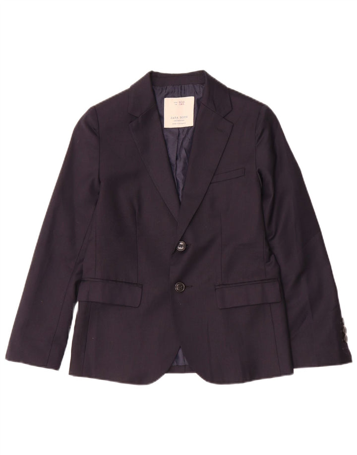Giacca Blazer a 2 Bottoni Zara da Bambino 9-10 Anni in Lana Blu Navy