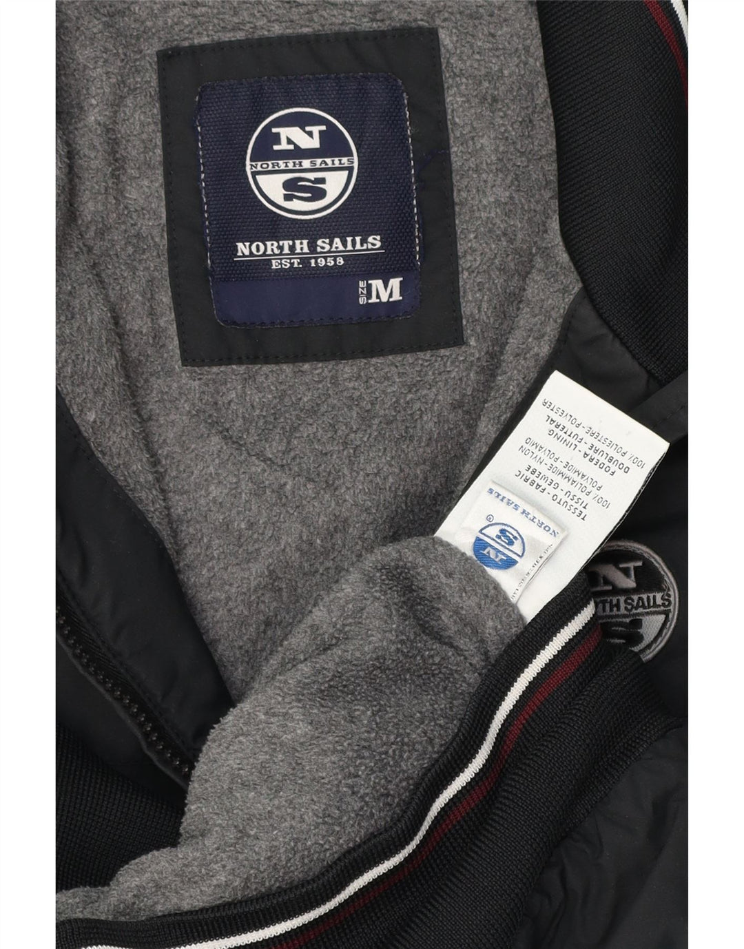 Giubbotto bomber da uomo North Sails UK 38 poliammide a righe nere medie