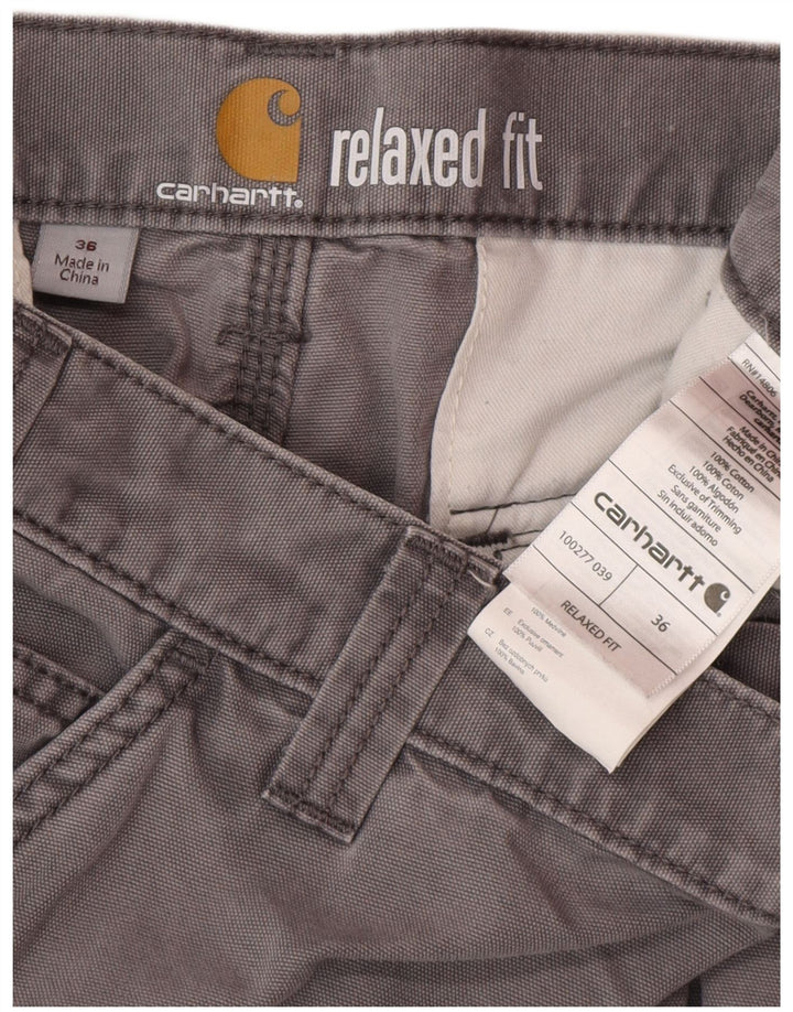 Pantaloncini cargo da uomo dalla vestibilità rilassata Carhartt W36 grandi in cotone grigio
