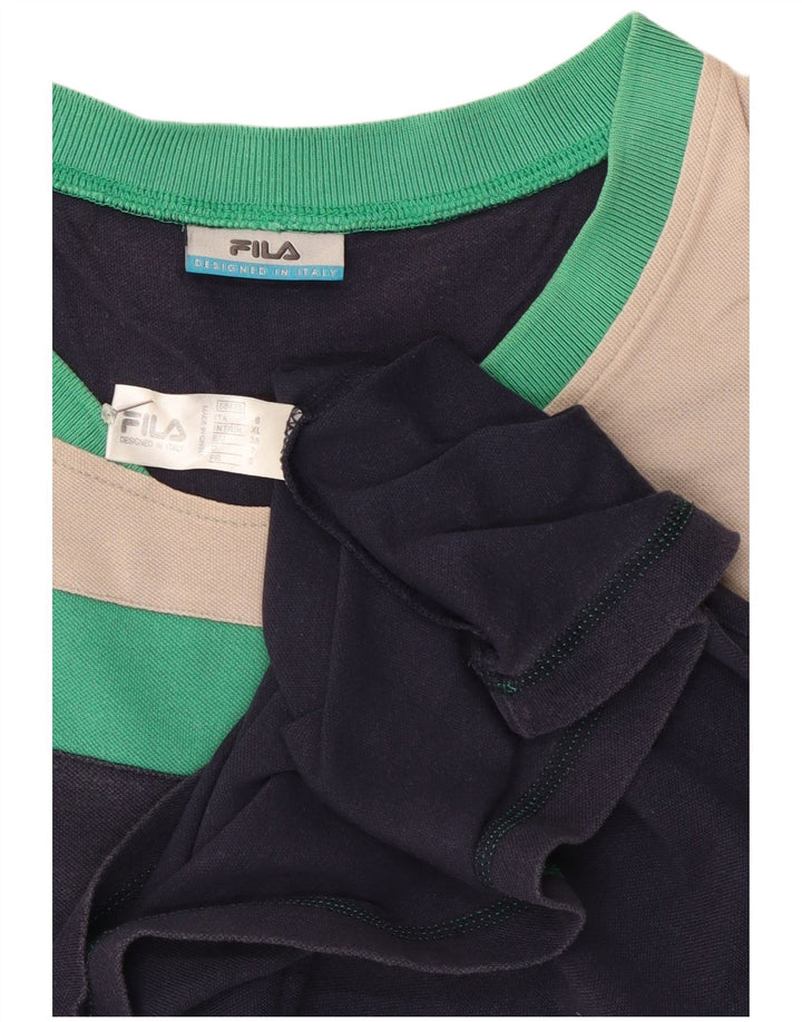 Maglia da uomo Fila a maniche lunghe XL blu navy in cotone color block