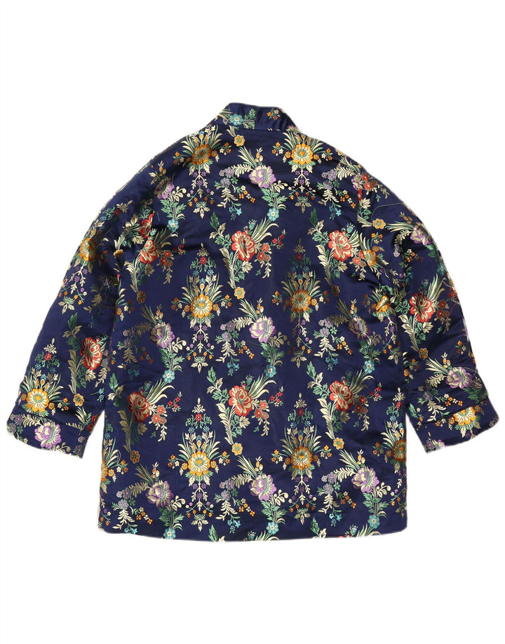 Giacca blazer a 3 bottoni da donna Mango UK 16 Grande poliestere floreale blu