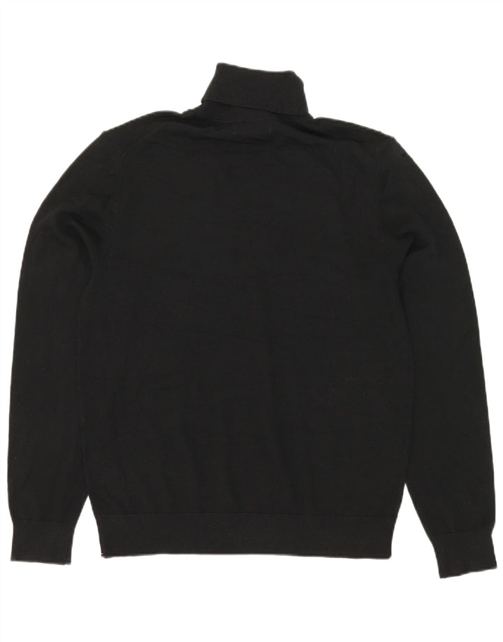 Maglione maglione da uomo Marks & Spencer a collo alto in lana merino nera media