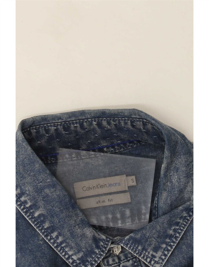 Camicia di jeans slim fit da uomo Calvin Klein Jeans piccola blu