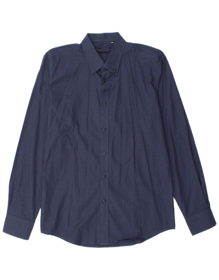 Camicia da uomo COVERI taglia 41/42 grande in cotone blu navy