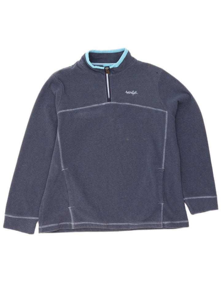 Felpa da donna con collo con zip Weird Fish, maglione UK 16, grande poliestere blu
