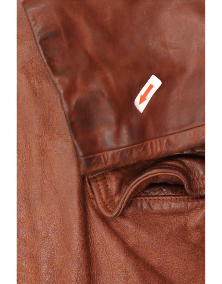 Giacca in pelle vintage da uomo UK 40 grande in pelle marrone