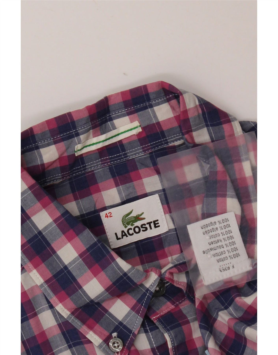 Camicia da uomo Lacoste taglia 42 grande cotone a quadri multicolore