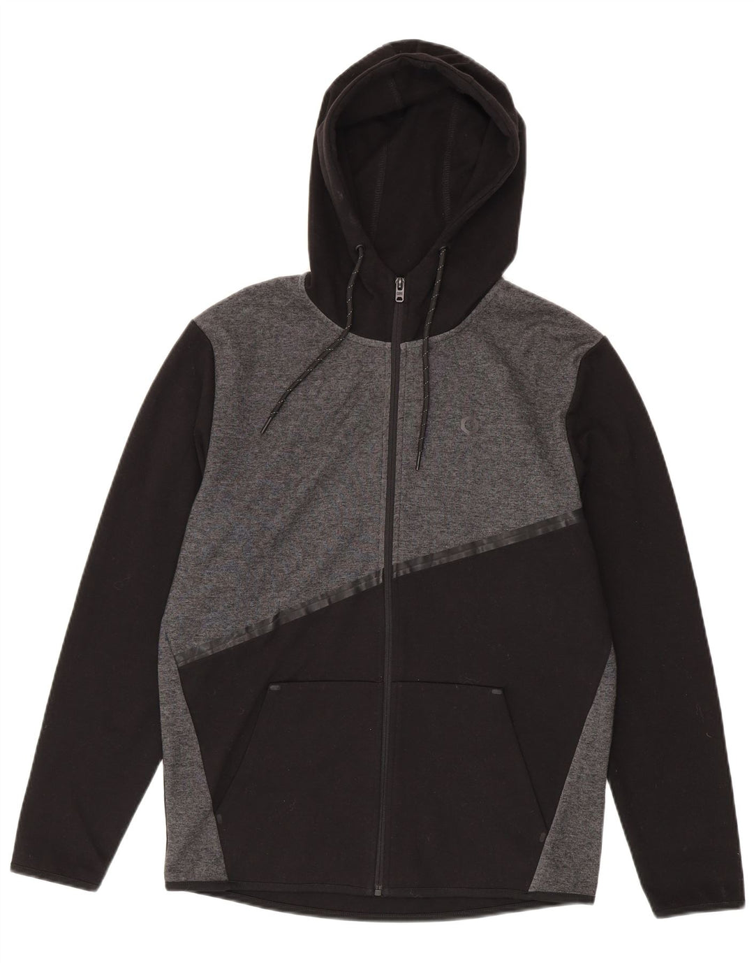 Maglione con cappuccio e zip da uomo Jack & Jones, poliestere color block medio nero