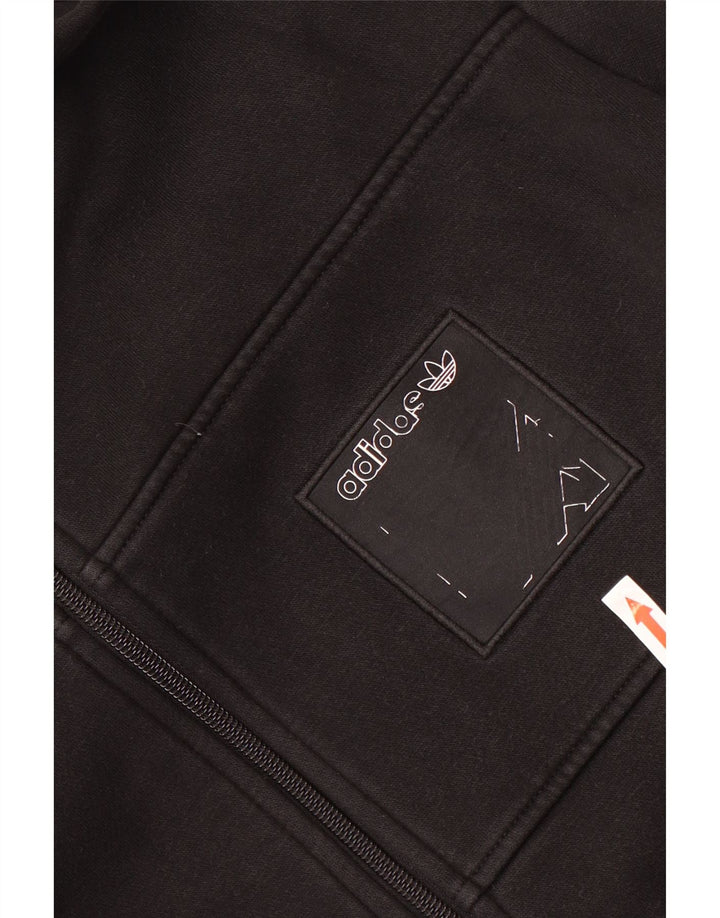 Maglione con cappuccio e zip Adidas da uomo in cotone nero medio