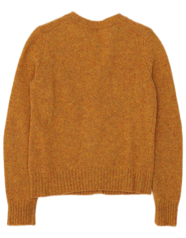 Maglione cardigan corto da donna Benetton UK 6 XS lana screziata gialla