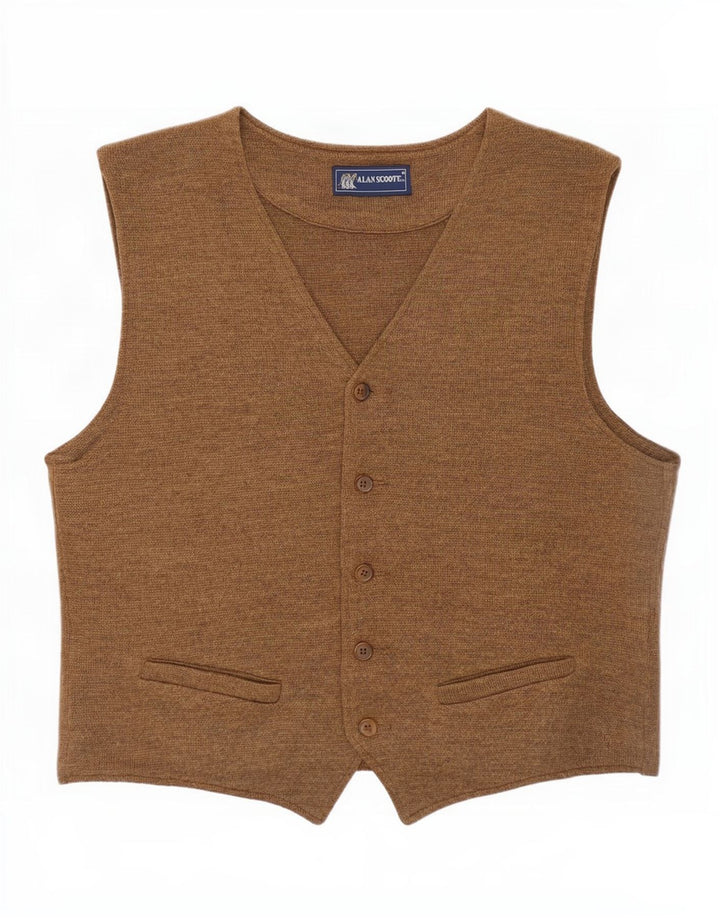 Gilet da uomo in maglia Alan Scoott IT 48 piccolo in lana marrone